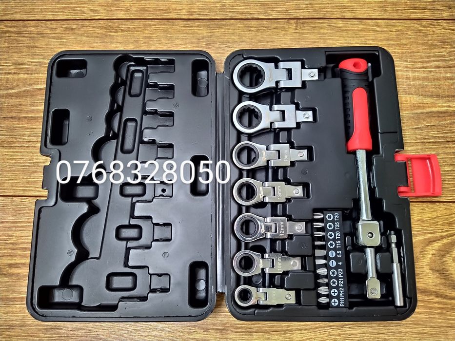 Set chei tubulare cu clichet 6-19mm, 20 piese, CrV