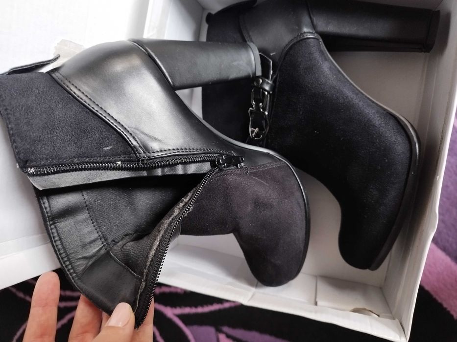 боти, велур и кожа