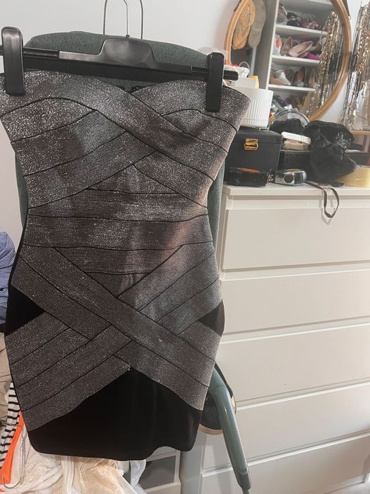 Rochie bandage S negru cu argintiu