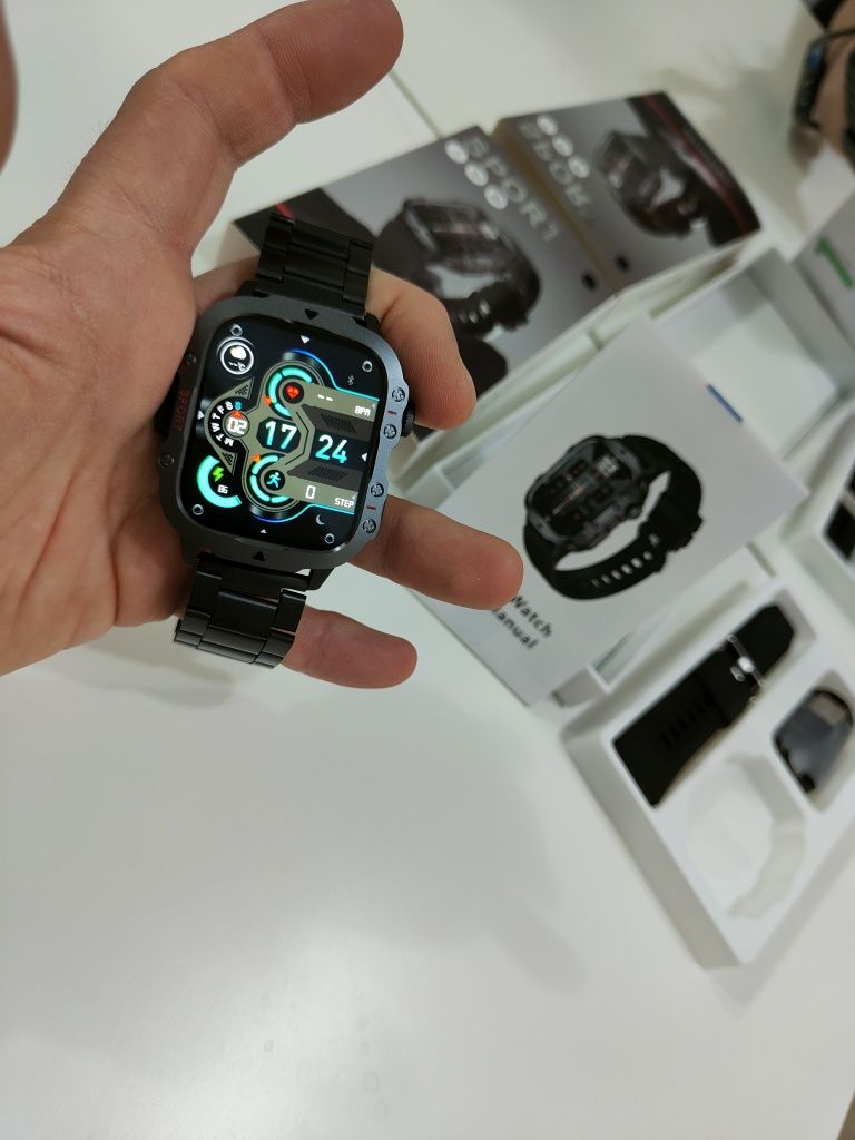 Smartwatch GT Pro 2 Curele Metal + Silicon Bpm Notificări Tensiune etc