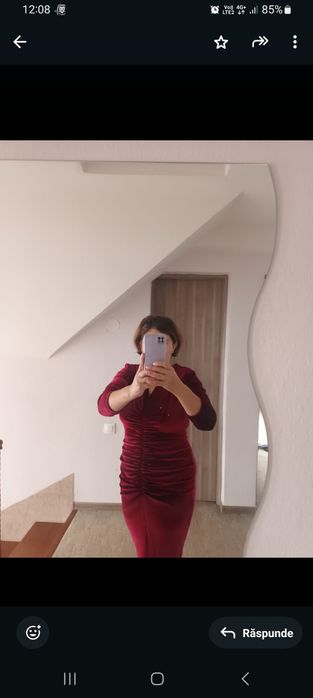 Rochie ocazii din catifea mar.L, vișinie.