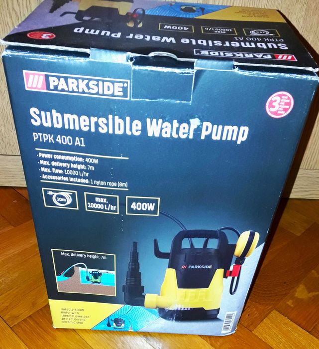 -22% Parkside нова потопяема помпа, 400W, 10м3/h, гаранция,дост.частСф