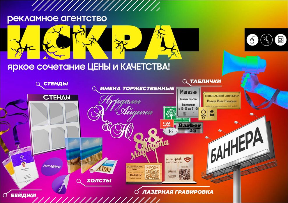 Наружная реклама баннера стикеры таблички холсты резка вывески