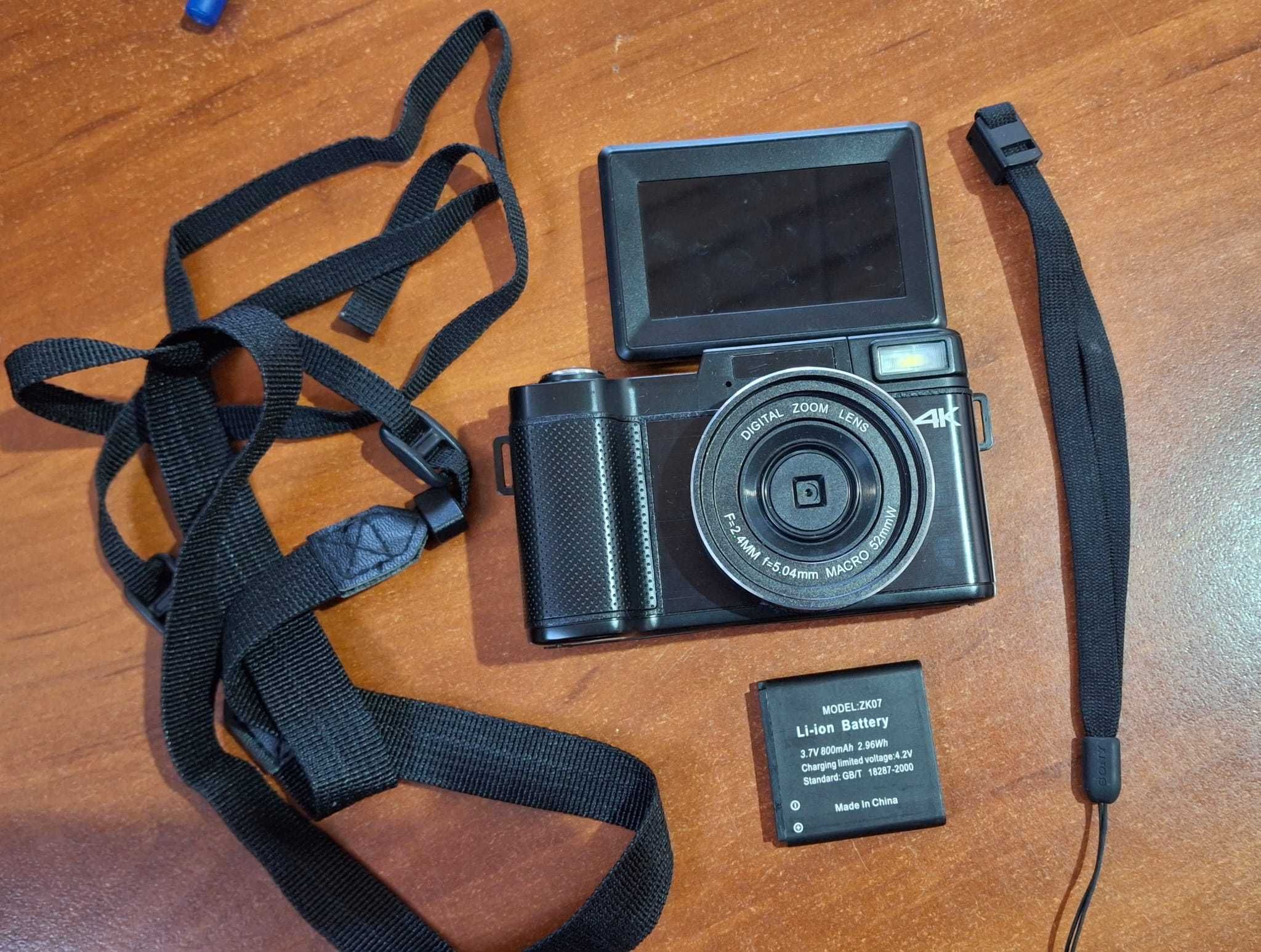 Camera digitala, 4K, 48MP, zoom 16X, ecran 180°, negru