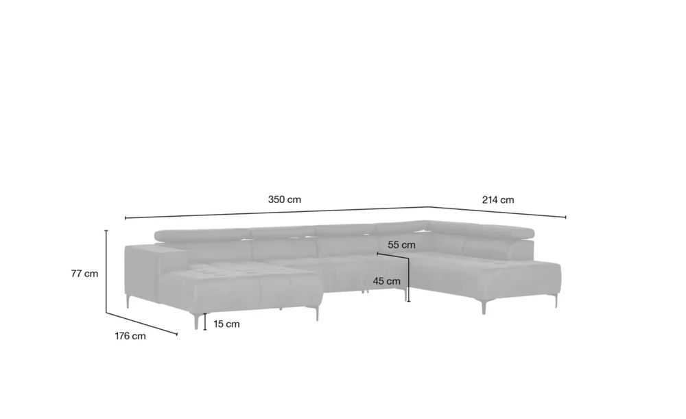 П-образен сив диван, Caro, внос Германия