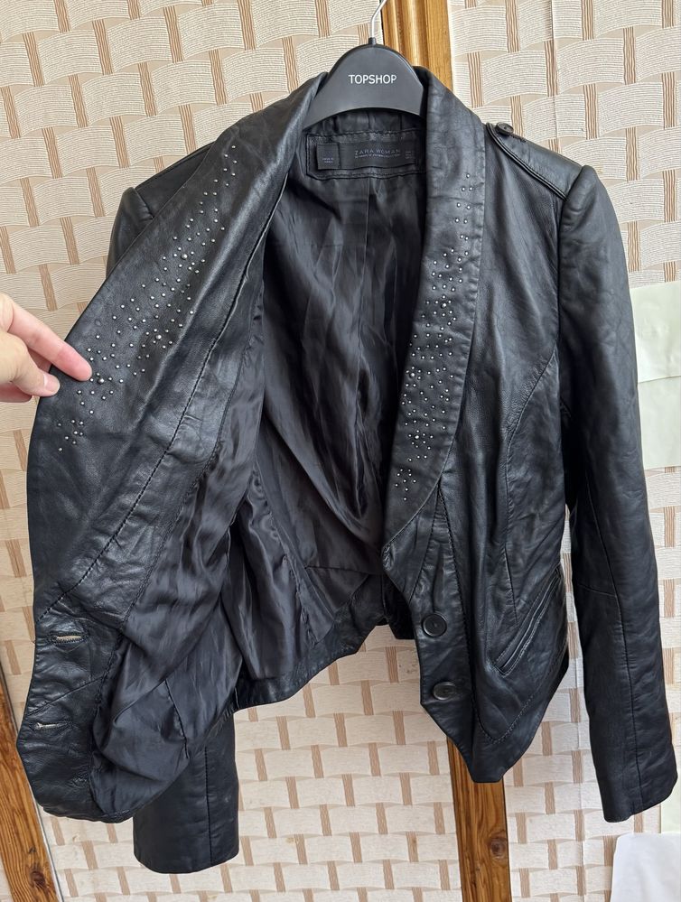 Куртка-пиджак «Zara” кожа 100%, разм. S