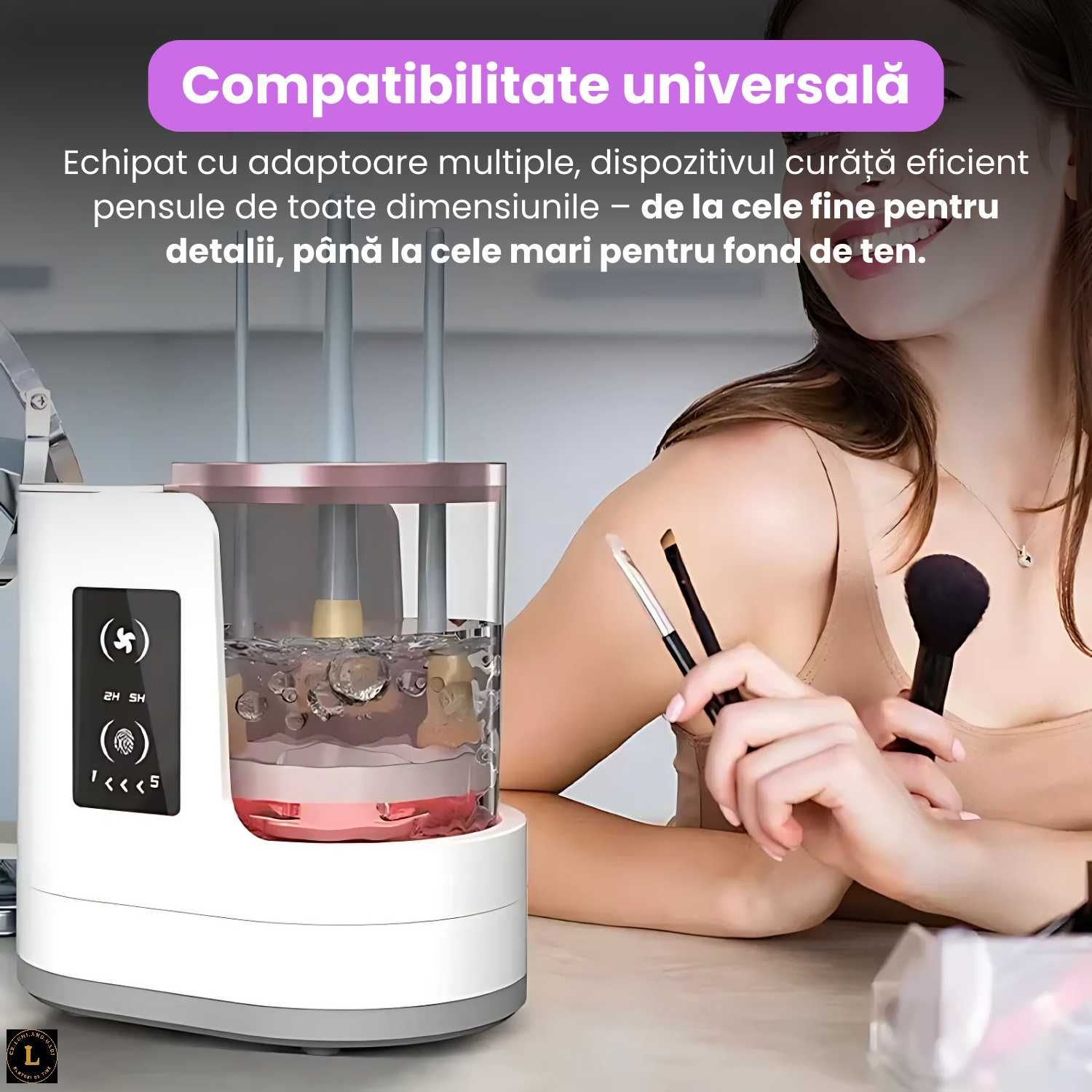 Aparat electric 3/1 pentru curatarea si uscarea pensulelor de machiaj