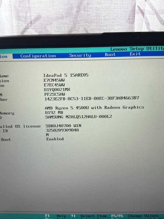 Laptop Lenovo IdeaPad 5 15ARE05, Ryzen 5 4500u ,8GB RAM, Ssd