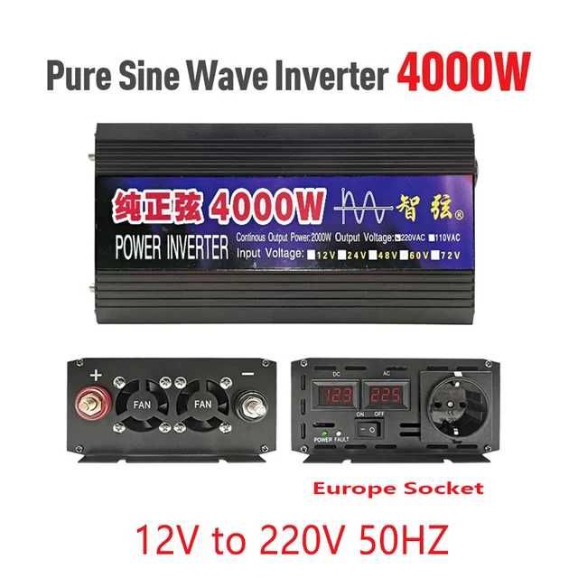 Invertor sinus pur 4000W 220v 12v cu dublu afisaj led camping, pescuit
