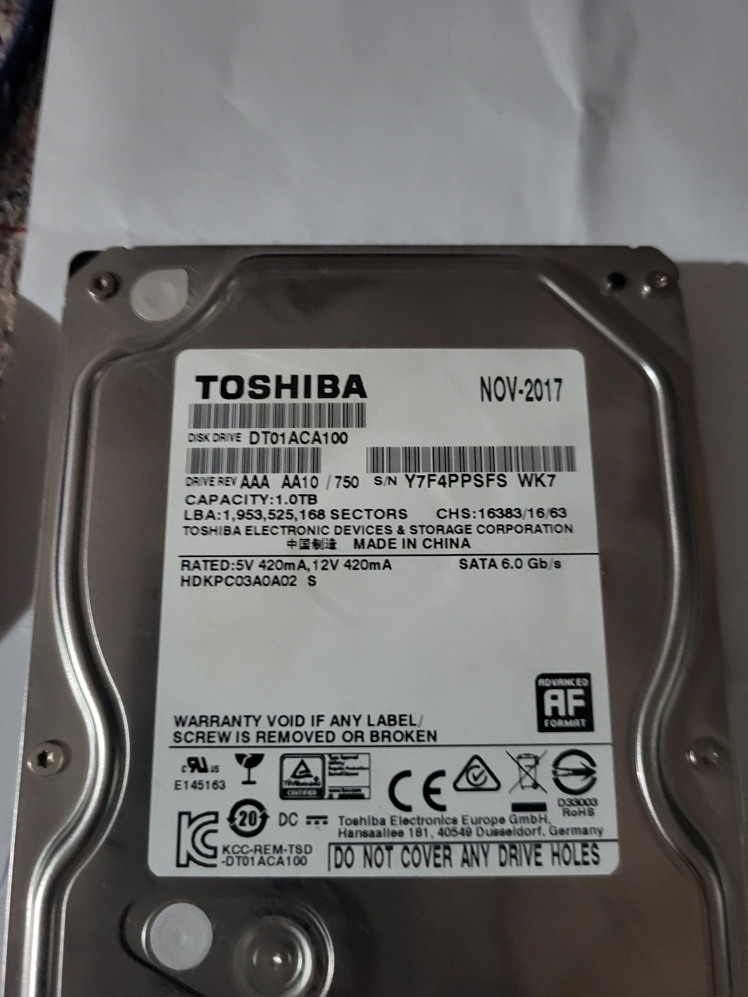 Продаётся жесткий диск TOSHIBA 1 Tb