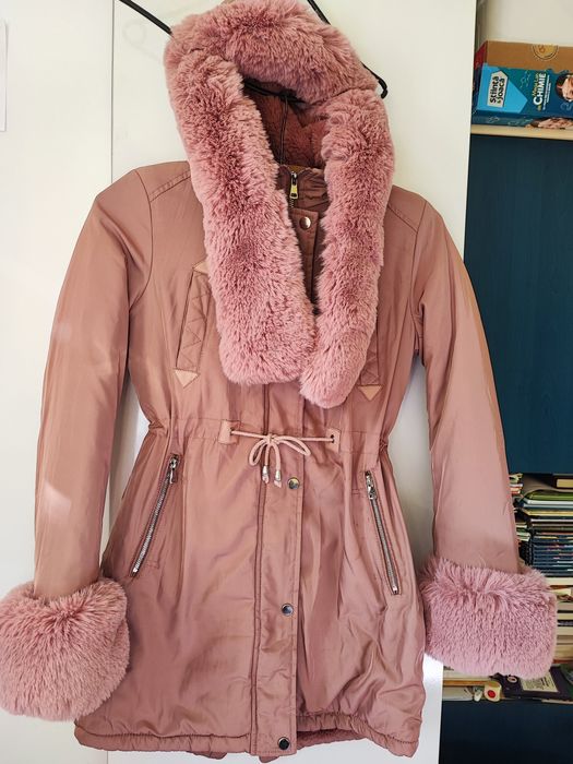 Geaca parka roz imblanita