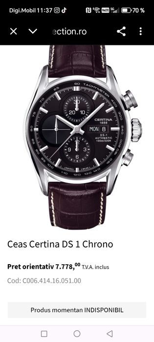 Ceas Certina DS 1 Day-Date Automatic Chronograph 43 mm