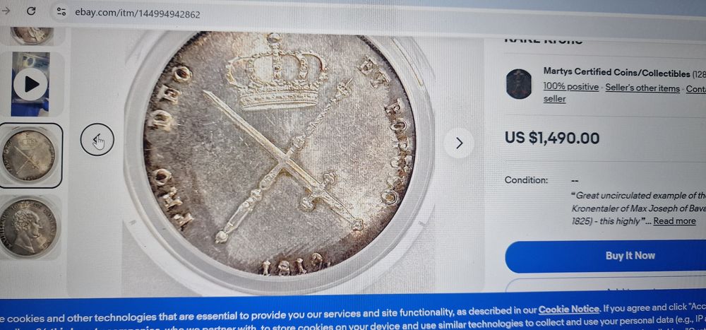 1 kronenthaler varianta cu spade rara  maximian