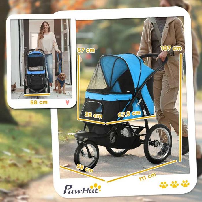 Кучешка количка PawHut с функция Jogger до 20 кг