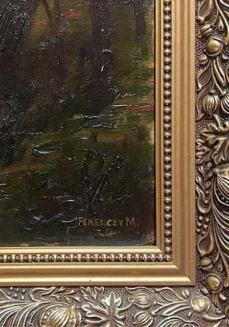 Padure  mesteceni-ulei/pza/cart,100 de ani vechime, 65x50 cm+rama buna
