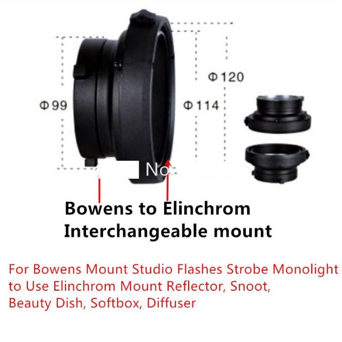 Adaptor Bowens la Elinchrom Reflector, Snoot, Dish Beauty, Softbox