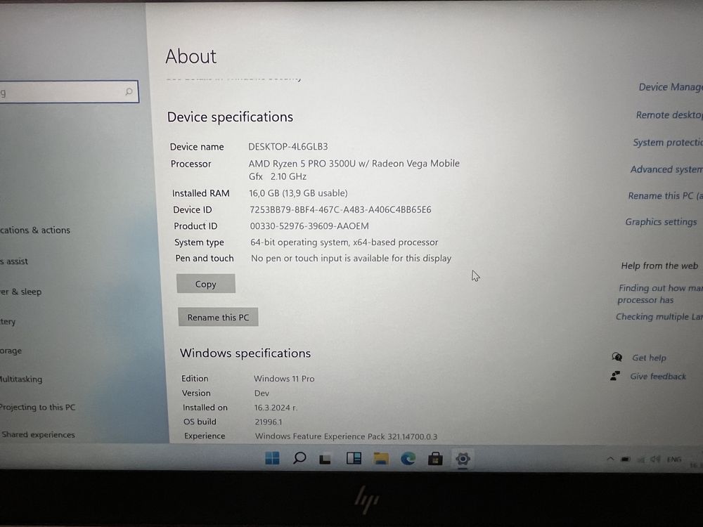HP EliteBook 745 G6, 14.0" FHD IPS, Ryzen 5 3500U, 16GB, 256GB SSD