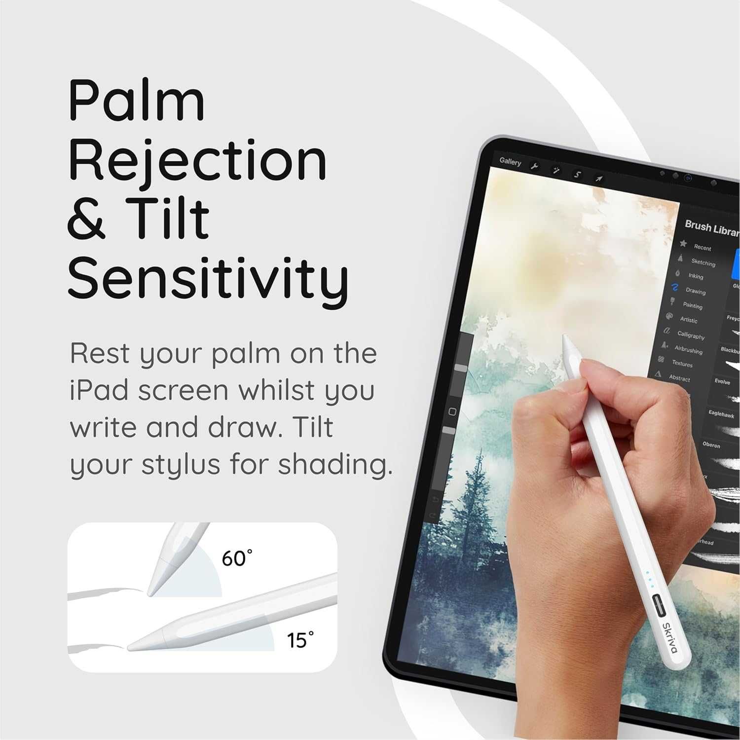 Стилус Skriva за iPadчувствителност към накланяне,отхвърляне на дланта