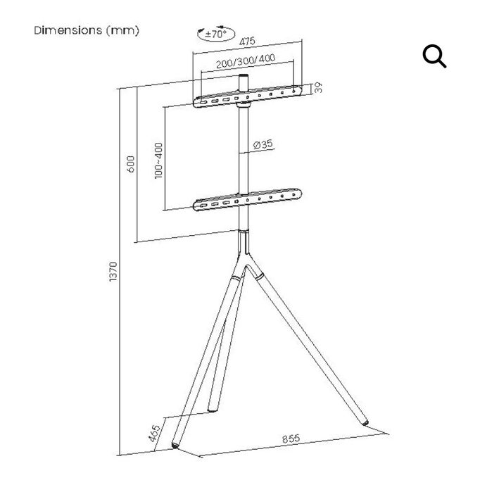 Стойка за телевизор подходяща за екрани от 45 до 65 инча