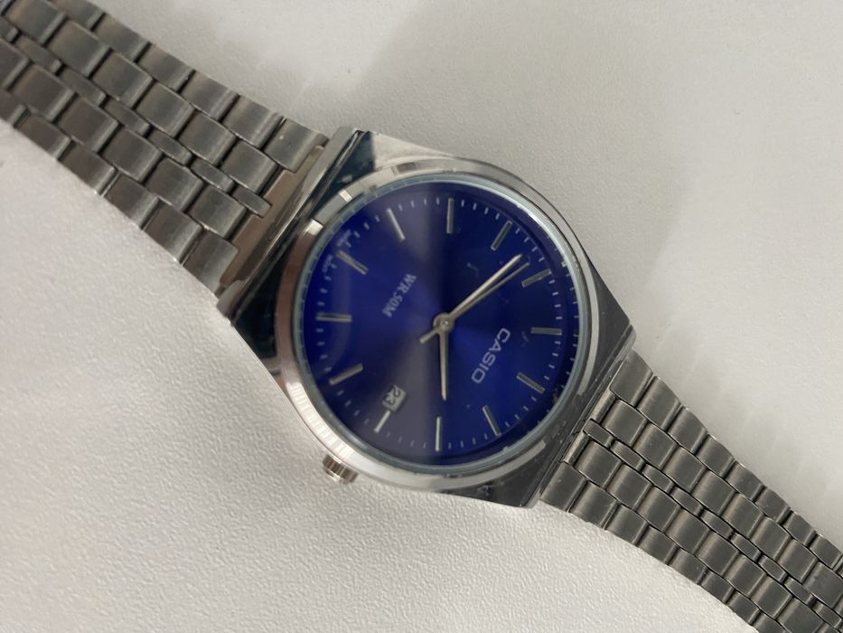 Ceas CASIO unisex, 36 mm, cadran albastru-violet, mecanism japonez