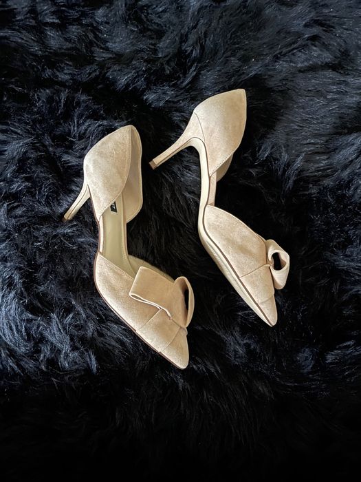 Pantofi Crem Piele Intoarsa