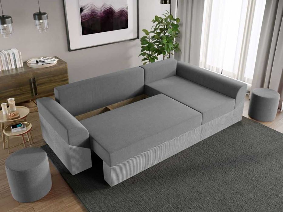 Coltar Extensibil Cali Catifea / Reiat Gri Deschis