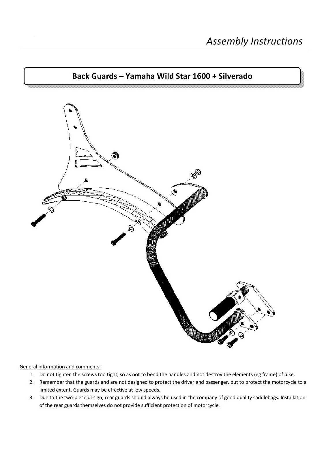 Crash bars spate Yamaha XV1600 Road Star/Wild Star