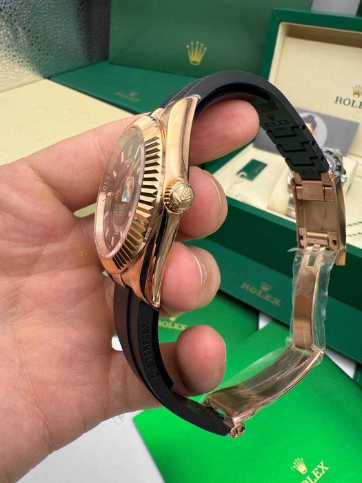 rolex sky-dweller каучук/ сив