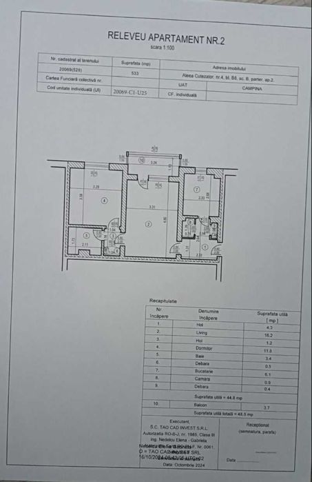 Ap. 2 camere semidecomandat parter cu balcon, 46000 euro