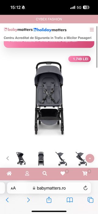 Cărucior Joolz Aer+, stone grey gri