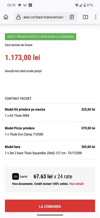 Kit Thule bare transversale Audi A4 B8 sedan