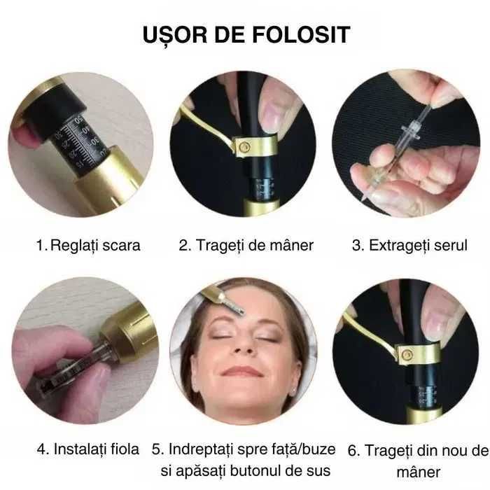 Hyaluron Pen nou + 2 cartuse (0.3 & 0.5 ml) | buze, riduri