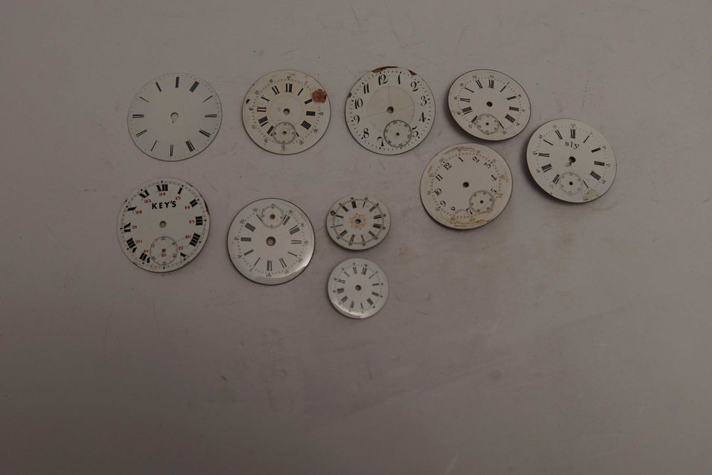Set 10 cadrane pentru ceasuri mecanice de buzunar vechi