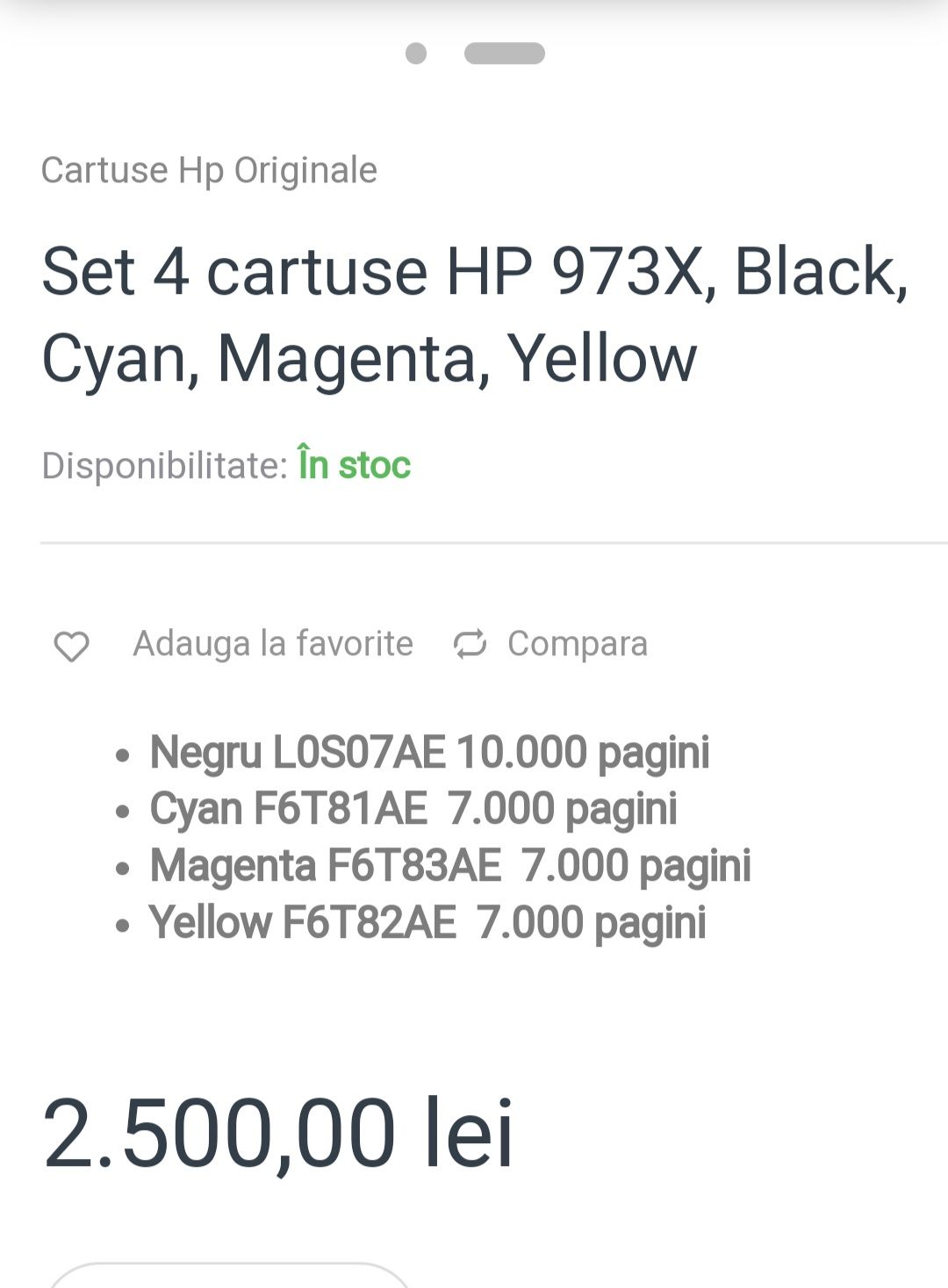 Set 4 cartuse imprimanta HP 973X, Black, Cyan, Magenta, Yellow