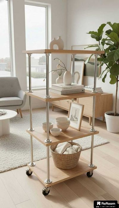 Помощна маса/ козметична количка етажерка ПДЧ Айви мебел