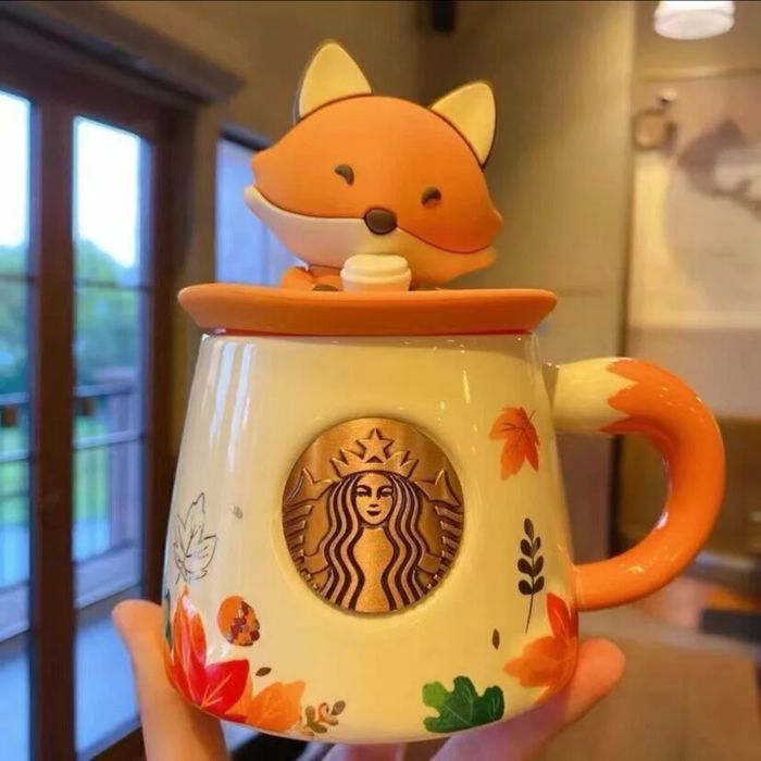 Кружка Starbucks осенняя коллекция с крышкой лисой