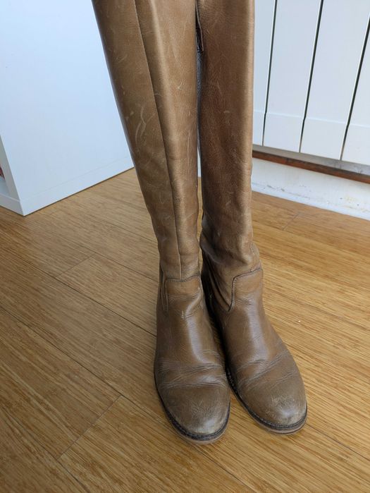 Cizme piele maro nude