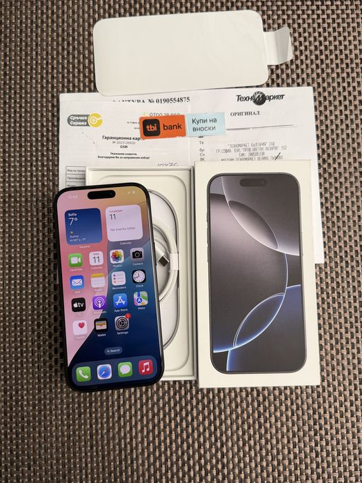 КАТО НОВ!/*ЛИЗИНГ*/ iPhone 16 Pro 256Gb Black Titanium 24М гаранция