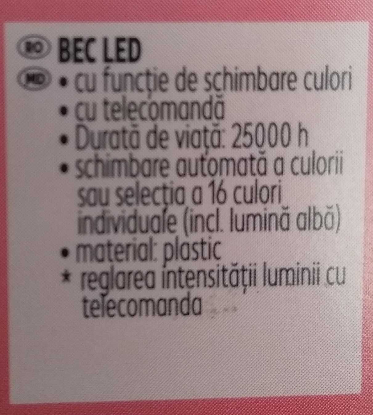 Bec LED cu telecomanda, cu schimbare culoare - nou sigilat