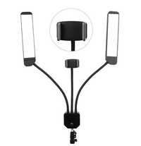 Lampa dubla 2 brate ajustabile LED 40W Bicolora suport telefon, studio