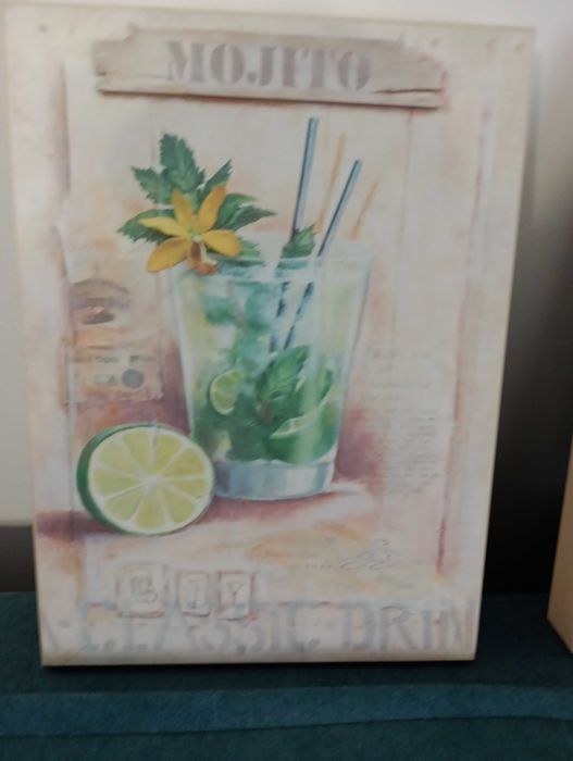 Set 2 tablouri pe lemn cu retete originale de cocktailuri - 60 Ron