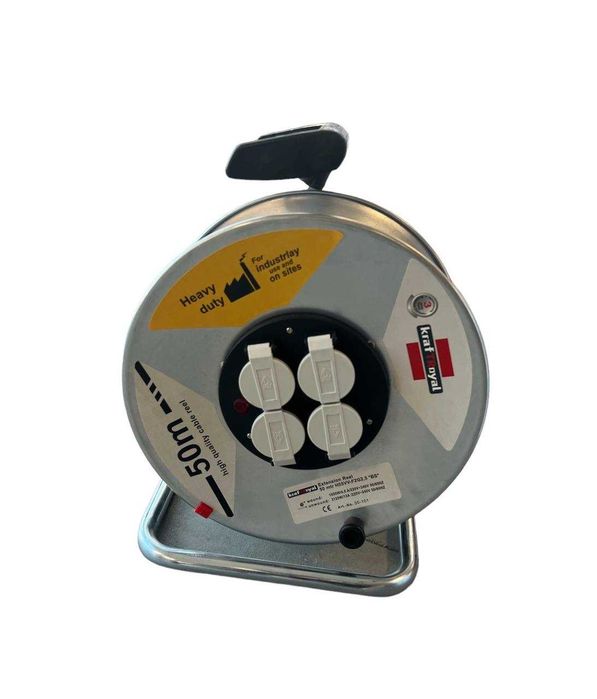 Удължител / разклонител / Макара 50 метра с 4 гнезда – KrafTRoyal