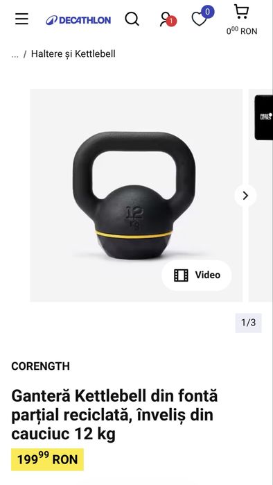 Ganteră Kettlebell 2x12kg 2x16kg