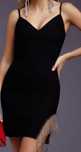 Rochie Cora neagra cu franjuri din cristale