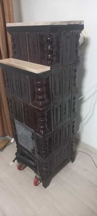 Soba teracota pe lemne, cu marmura, Aba, 1320 x 465 x 465 mm