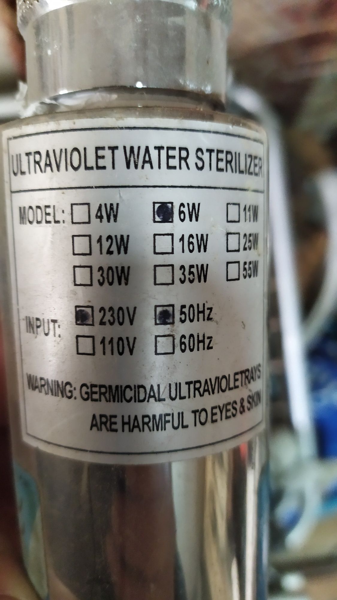 Ультрафиолетовый фильтр для очистки воды 6 ватт