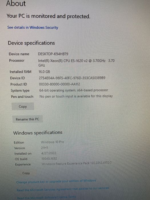 Desktop HP Z420, Xenon E1620 V2 16GB RAM 256Gb SDD 1Tb HDD Win10