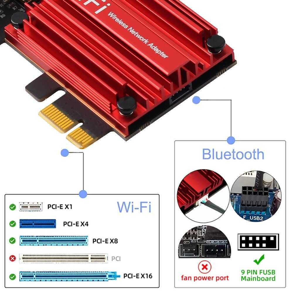 Новинка! Внутренний Pci-E адаптер Wi-Fi6E + Bluetooth 5.3 Антенна 10db