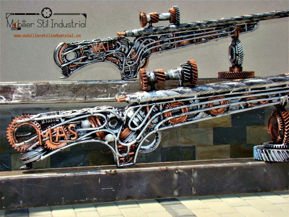 Obiect industrial.Arma de vanatoare decor steampunk CUPRU-ARGINTIU