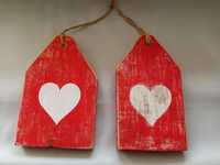 Декоративный подвесной сувенир из дерева с сердечками.2 шт 50 тысяч